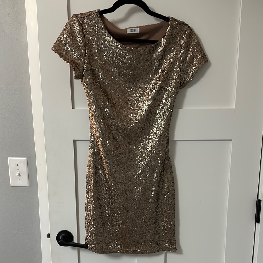 Tobi Gold Sequin Dress